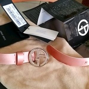 Giorgio Armani Blush Silk/Viscose/Leather Belt L